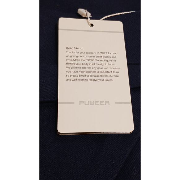 Puweer Women's Small Navy Blue Shaped Ruched Midi Pencil Skirt Rayon Blend NWT - Picture 8 of 9